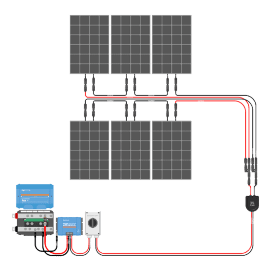 1200W Solar Charging Wiring Kit (6x 200W _ 24V Battery Bank)